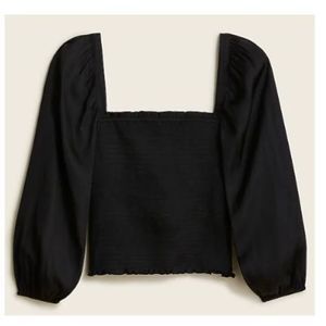 J. Crew Squareneck smocked featherweight satin top